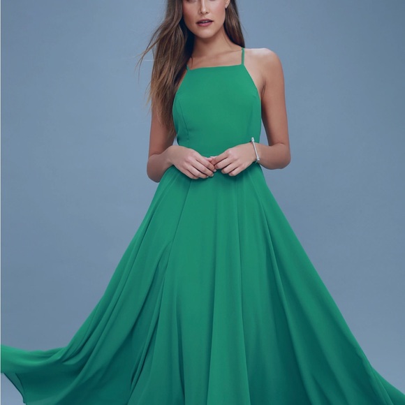 Lulus Mythical Kind of Love Green Maxi Dress small open back - Picture 2 of 10